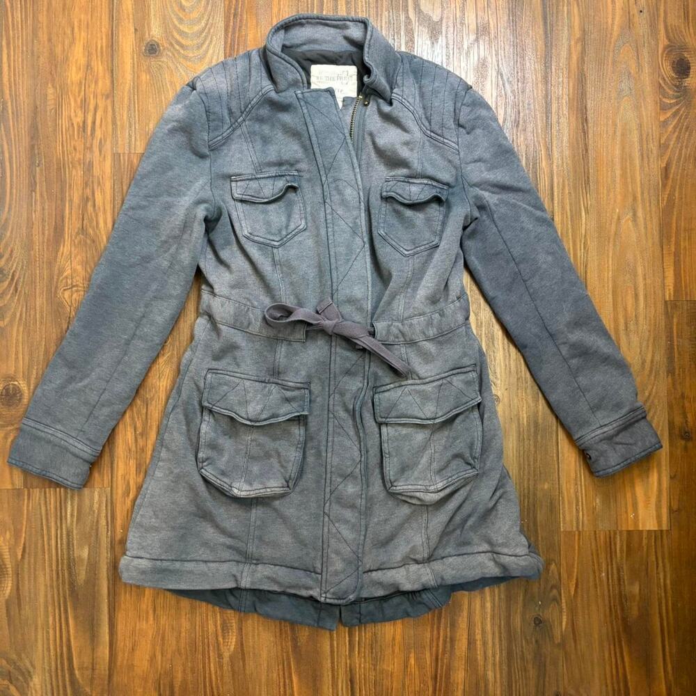 Y2K We the Free Free People Womens Gray Drawstring Waist Utility Jacket Sz XS